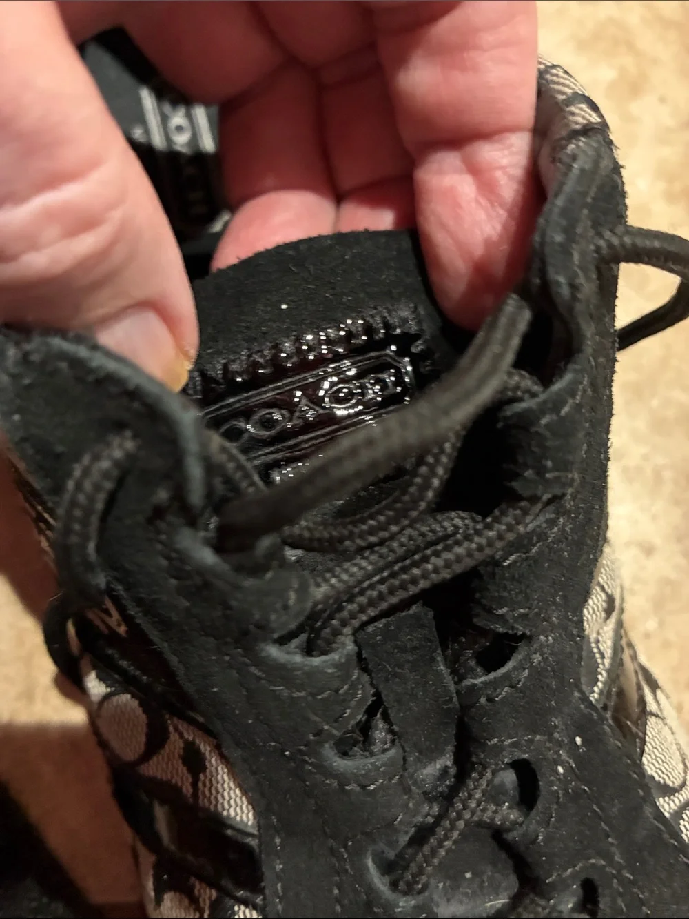 Coach Black and Gray Signature Lace-Up Sneakers